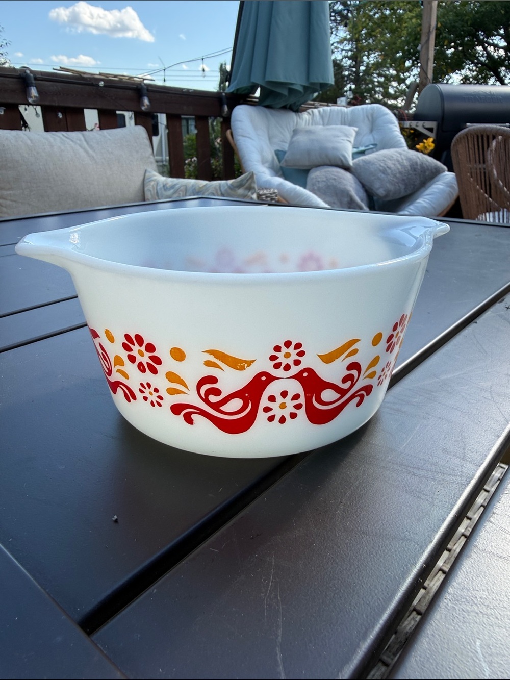 Vintage Pyrex Friendship 473 1 QT Cinderella Bowl / Casserole Dish Red Orange